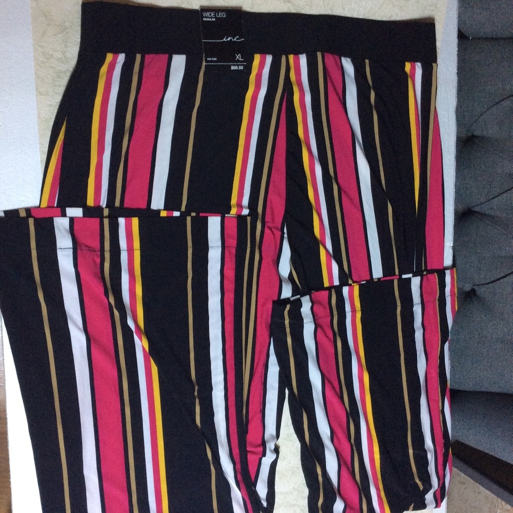 INC Womens Black Striped Wide Leg Pants - Picture 8 of 12